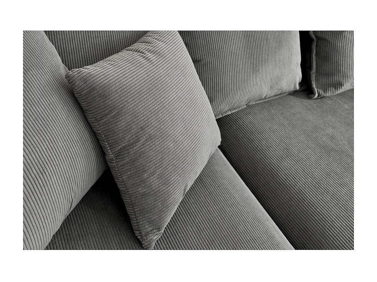 Canapé d'angle KALIA – Tissu côtelé gris – 4 places – Angle à droite – contemporain