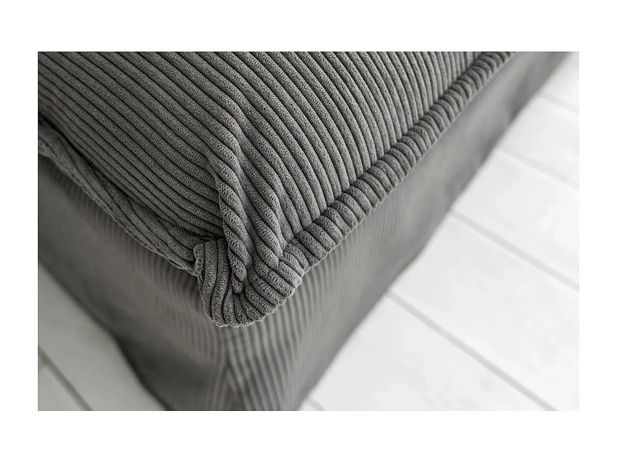 Canapé d'angle KALIA – Tissu côtelé gris – 4 places – Angle à droite – contemporain