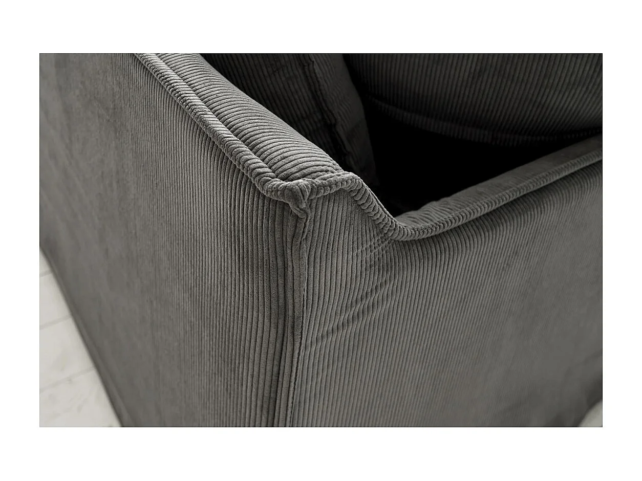 Canapé d'angle KALIA – Tissu côtelé gris – 4 places – Angle à droite – contemporain