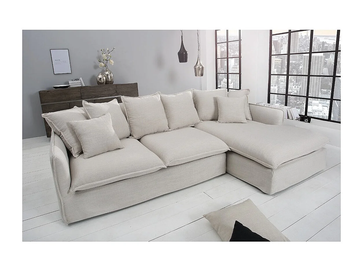 Canapé d'angle KALIA – Blanc – 4 places – Angle à droite – contemporain