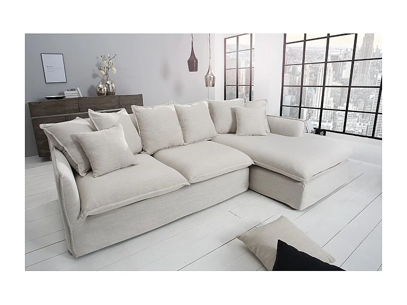 Canapé d'angle KALIA – Blanc – 4 places – Angle à droite – contemporain