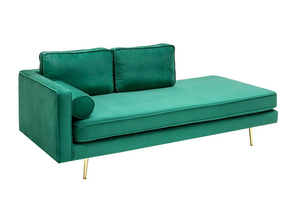 Méridienne RINI verde smeraldo – Méridienne di design in velluto con piedi in metallo
