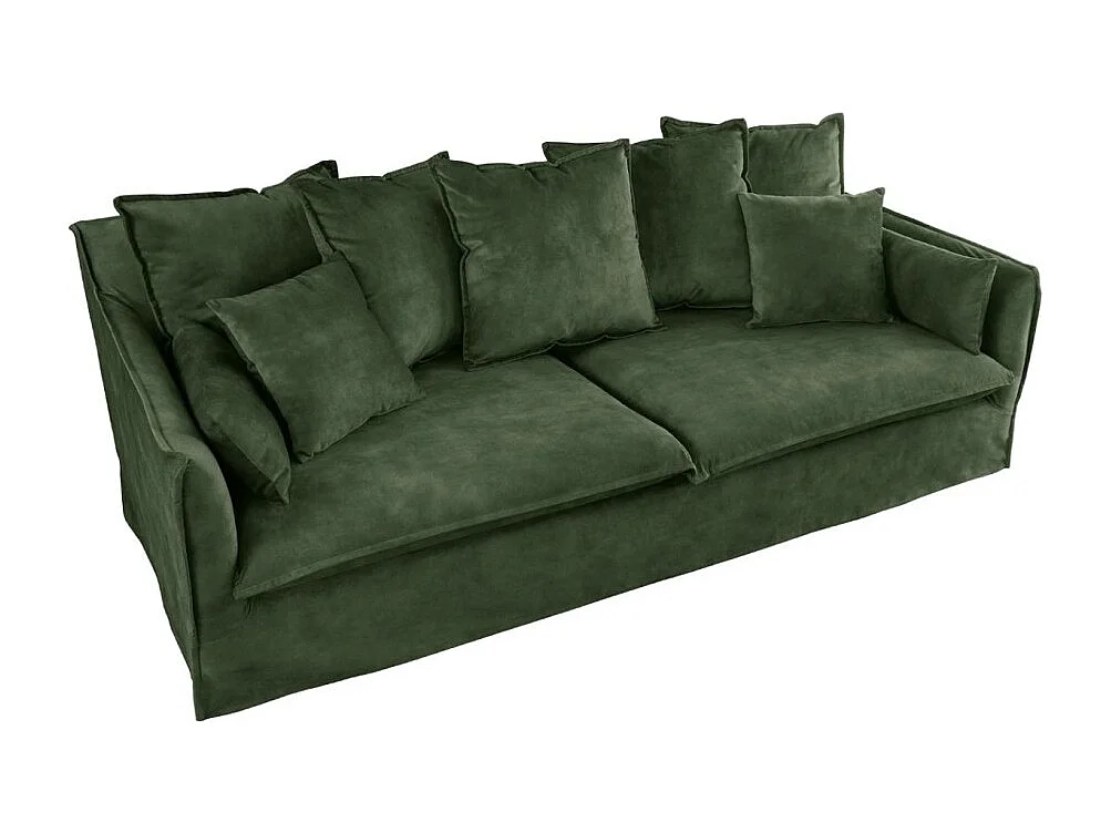 Canapé d'angle KALIA – Vert foncé – 4 places – Angle réversible – en velours – contemporain