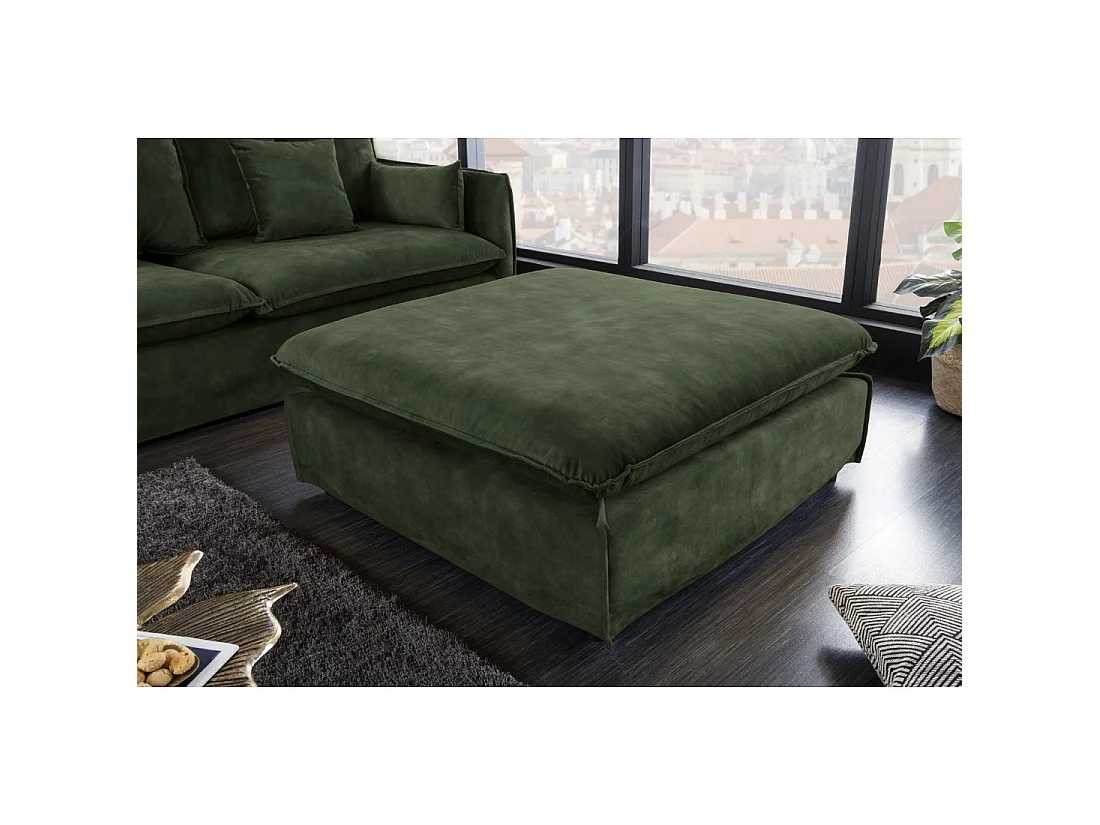 Canapé d'angle KALIA – Vert foncé – 4 places – Angle réversible – en velours – contemporain