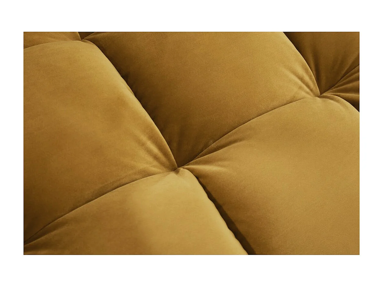 Canapé d'angle KOLIRI jaune moutarde – 4 places – Angle droit – Canapé design en velours et bois massif