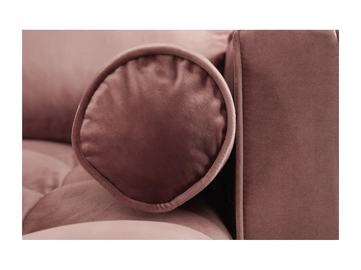 Canapé d'angle KOLIRI rose poudré – 4 places – Angle droit – Canapé design en velours et bois massif