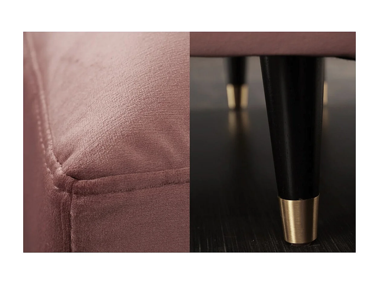 Canapé d'angle KOLIRI rose poudré – 4 places – Angle droit – Canapé design en velours et bois massif