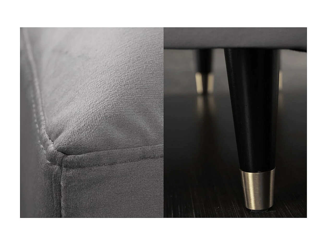 Canapé d'angle KOLIRI gris – 4 places – Angle droit – Canapé design en velours et bois massif