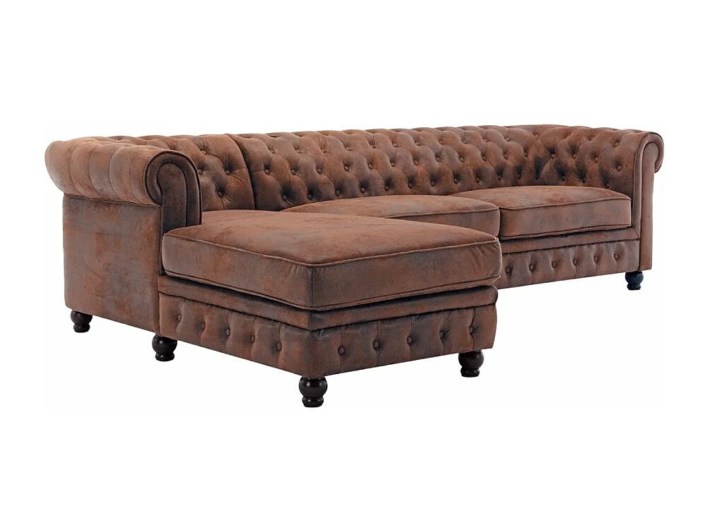 Hoekbank EDGAR - Chocoladebruin - 4 zitplaatsen - Rechterhoek barokstijl