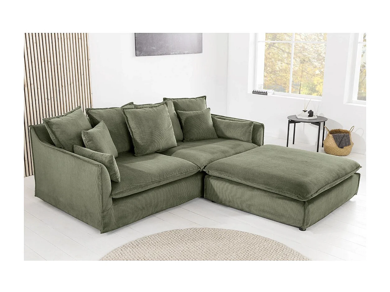 Hoekbank KALIA - Donkergroen - 4 zitplaatsen - Omkeerbare hoek - Hedendaags