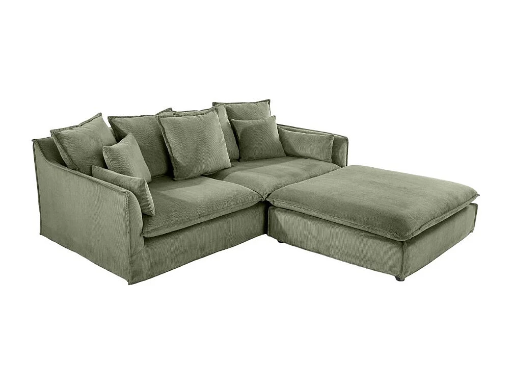 Hoekbank KALIA - Donkergroen - 4 zitplaatsen - Omkeerbare hoek - Hedendaags