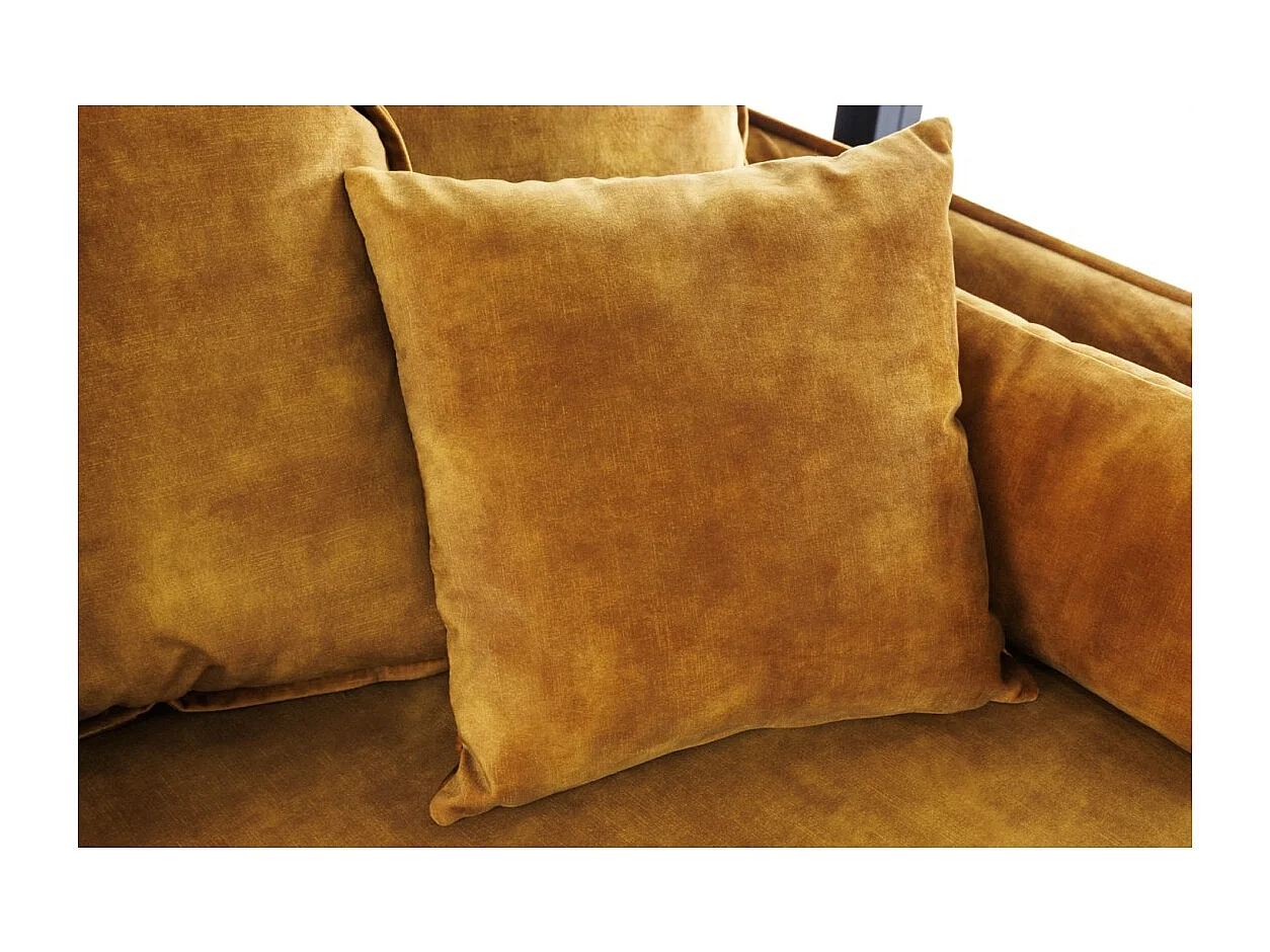 Canapé d'angle KALIA – Jaune moutarde – 4 places – Angle réversible – en velours – contemporain