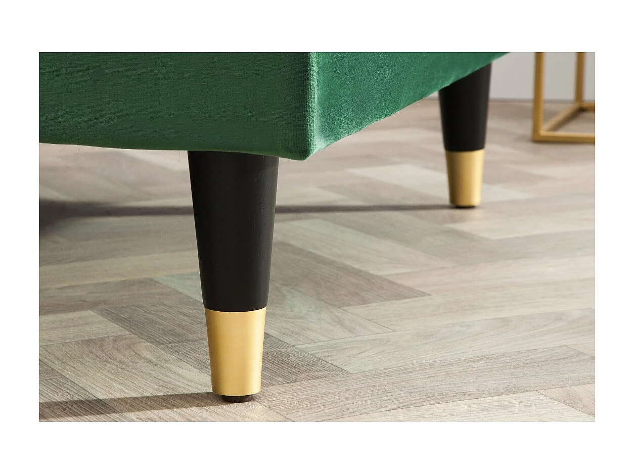 Sofá de esquina KOLIRI verde esmeralda – 4 plazas – Ángulo derecho – Sofá de diseño en terciopelo y madera maciza