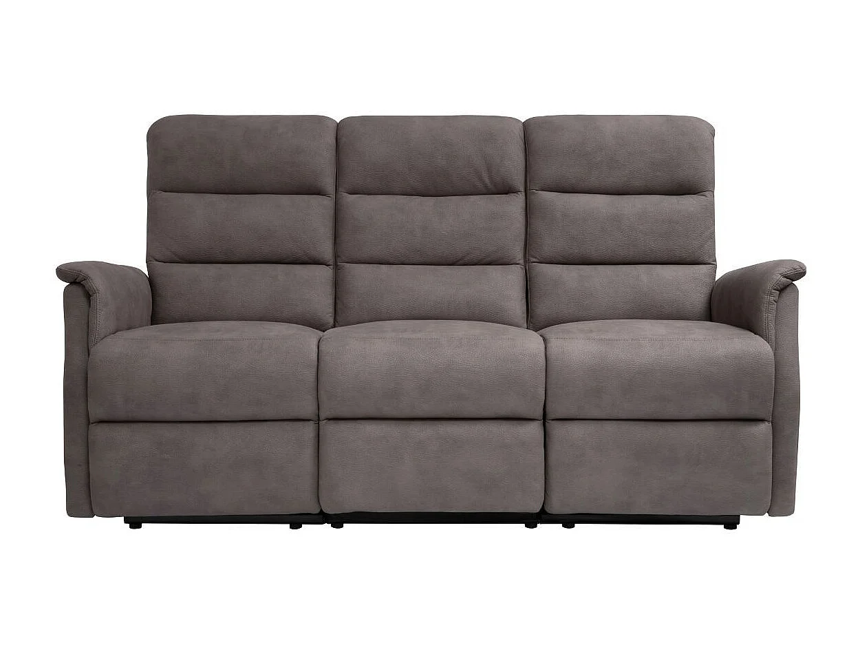 Canapé 3 places relax électrique tissu polyester imitation cuir gris-brun marbré - DONATELLO