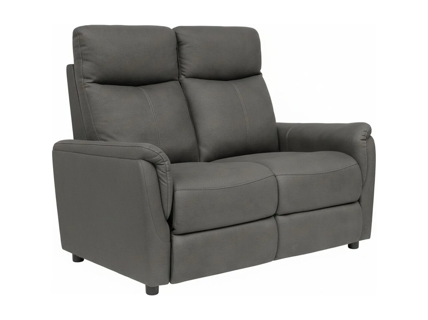 Canapé 2 places relax électrique tissu polyester imitation cuir gris foncé - GIACOMO