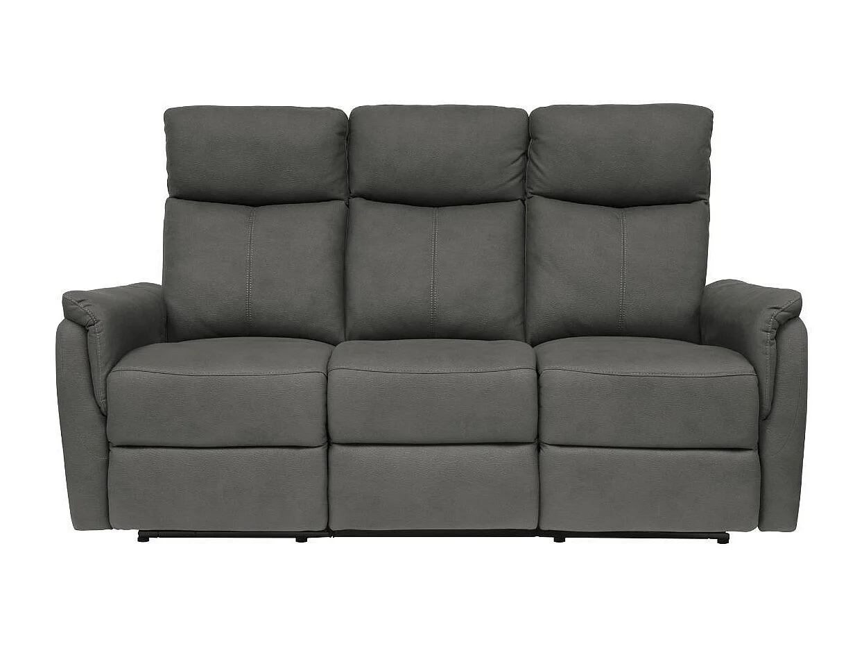 Canapé 3 places relax électrique tissu polyester imitation cuir gris foncé - GIACOMO