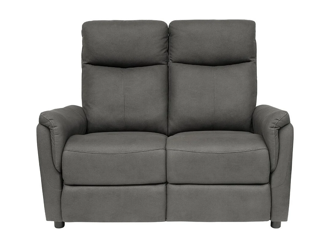 Canapé 2 places fixe tissu polyester imitation cuir gris foncé - GIACOMO