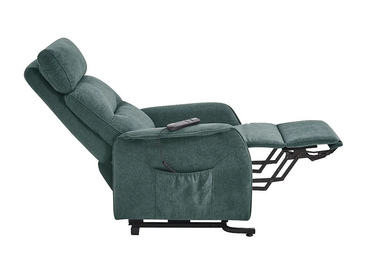 Fauteuil relax releveur tissu polyester chiné vert - SALVADOR
