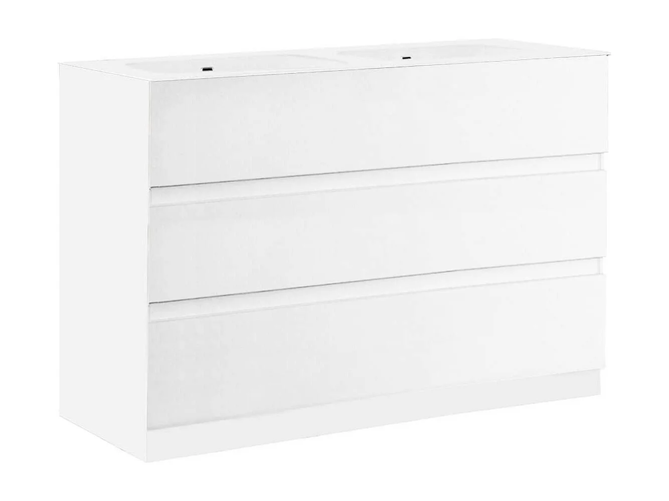 Meuble Vasque 122cm 3 tiroirs finition blanc laqué - BIRJA