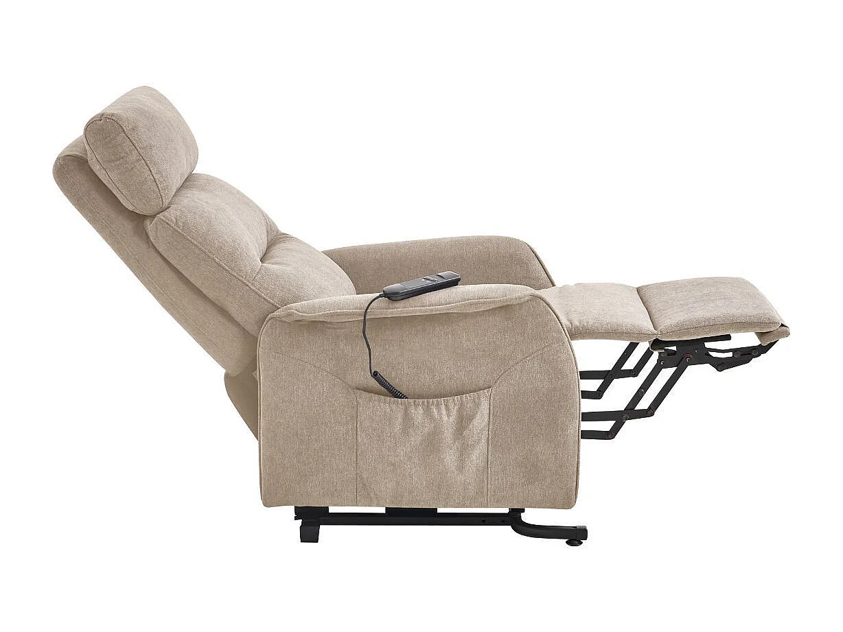 Fauteuil relax releveur tissu polyester chiné beige - SALVADOR