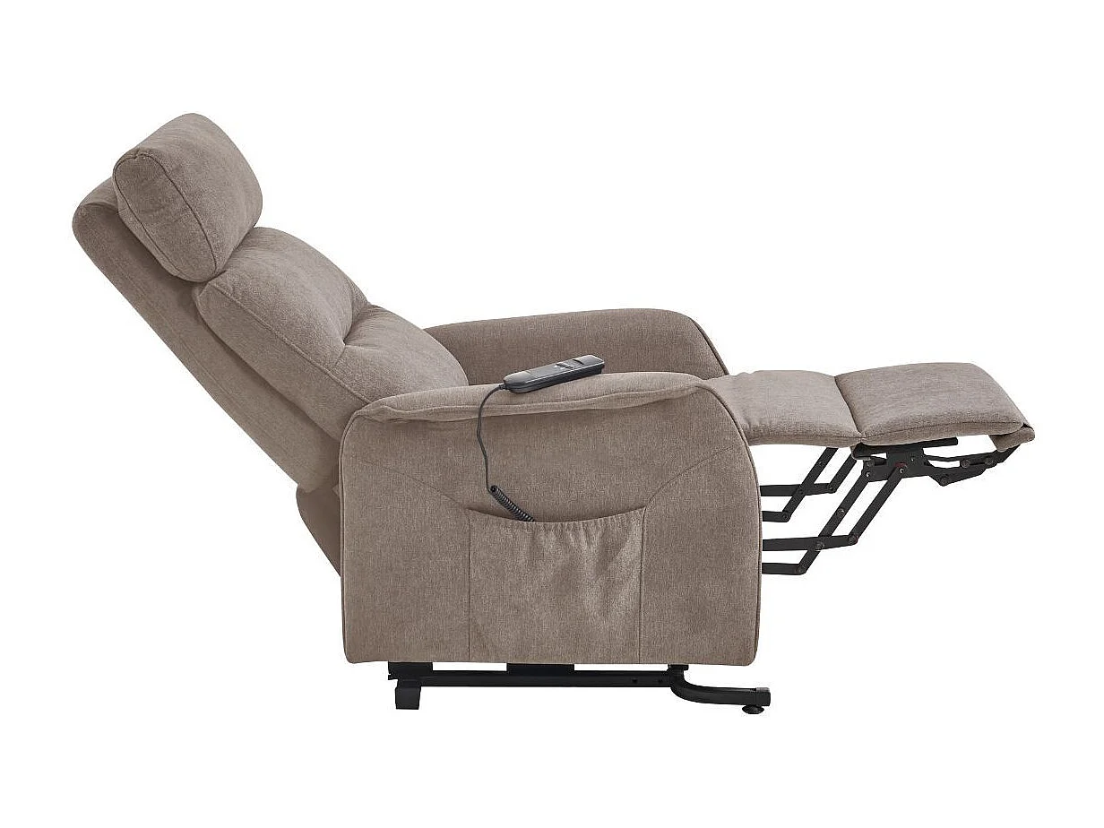 Fauteuil relax releveur tissu polyester chiné taupe - SALVADOR