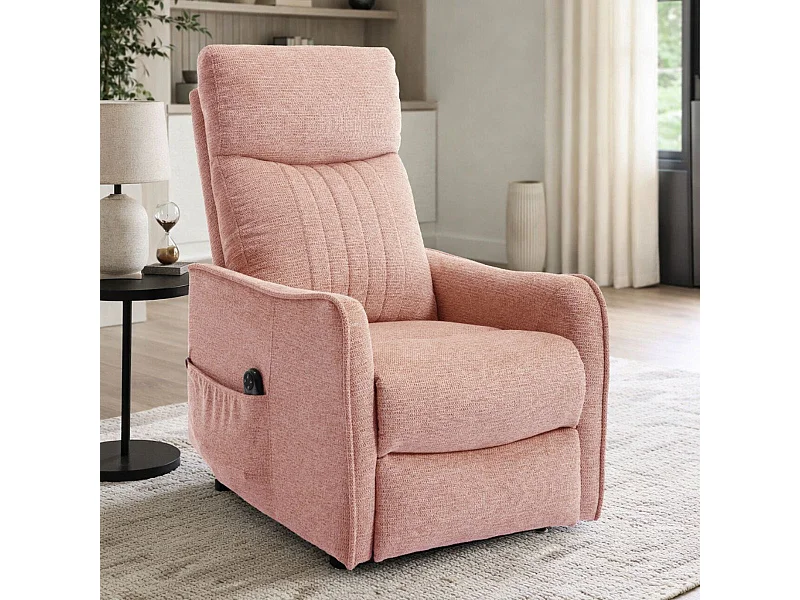 Fauteuil relax releveur tissu polyester rouge clair chiné - BETTA