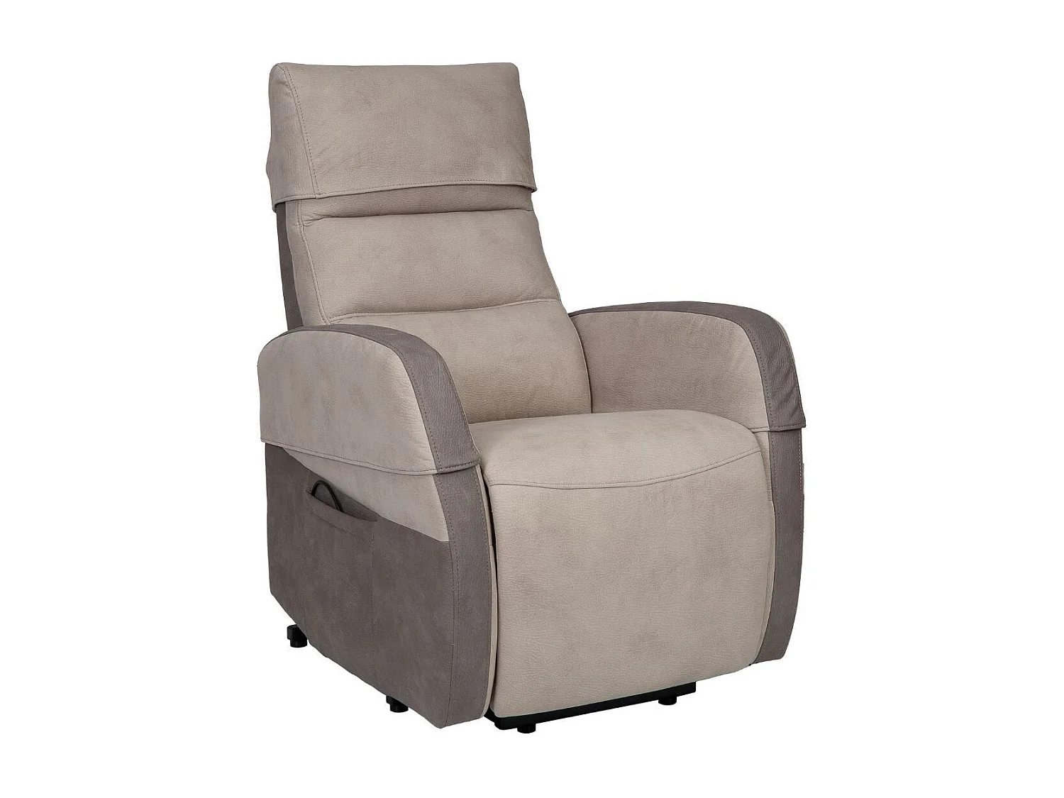 Fauteuil relax releveur tissu polyester imitation cuir gris et beige - NYMPHAEA