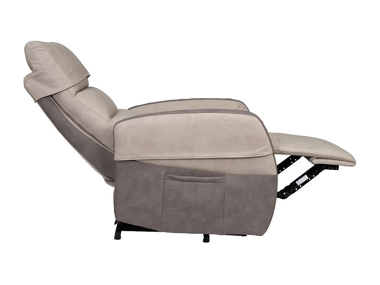 Fauteuil relax releveur tissu polyester imitation cuir gris et beige - NYMPHAEA