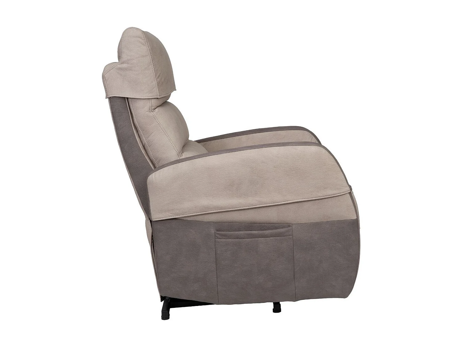 Fauteuil relax releveur tissu polyester imitation cuir gris et beige - NYMPHAEA