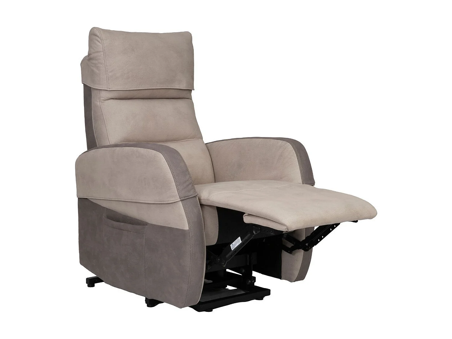 Fauteuil relax releveur tissu polyester imitation cuir gris et beige - NYMPHAEA