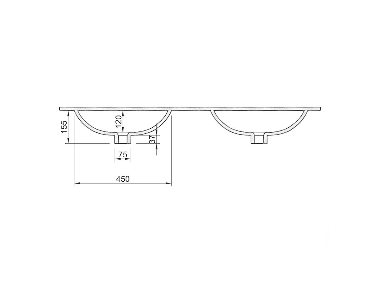 Meuble suspendu 122cm avec double vasque 2 tiroirs aspect bois Mercure - ZEUS