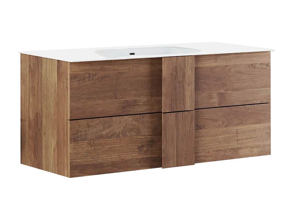 Meuble Vasque 82cm suspendu 2 tiroirs aspect bois finition Mercure - ZEUS