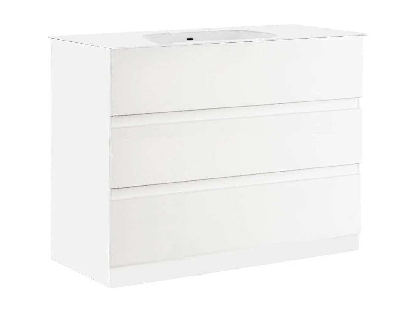 Meuble Vasque 82cm 3 tiroirs  finition blanc laqué - BIRJA