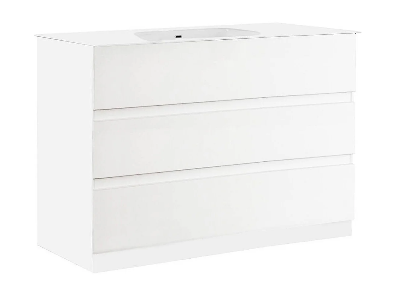 Meuble Vasque 101cm 3 tiroirs finition blanc laqué - BIRJA
