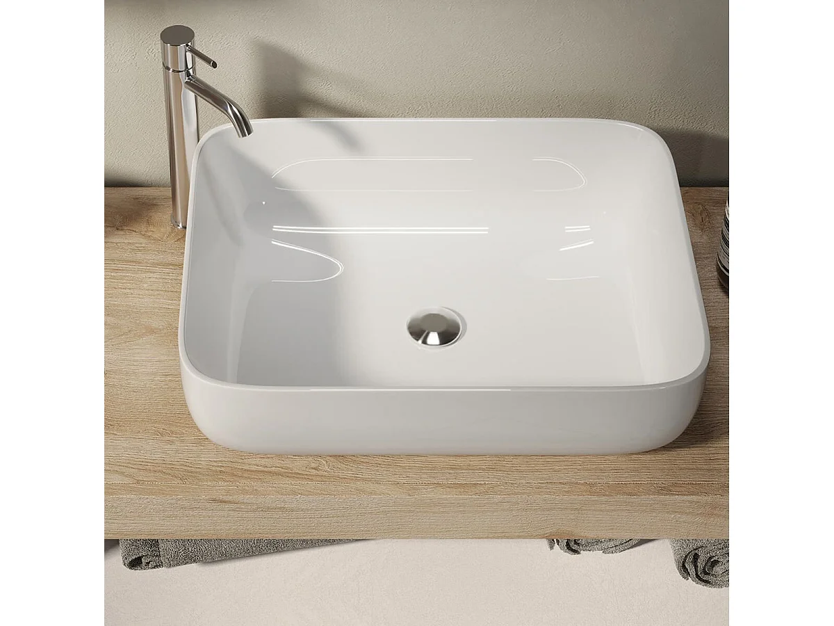 ARTURO - Meuble Vasque 92cm 2 tiroirs beige laqué et aspect bois finition Cadiz