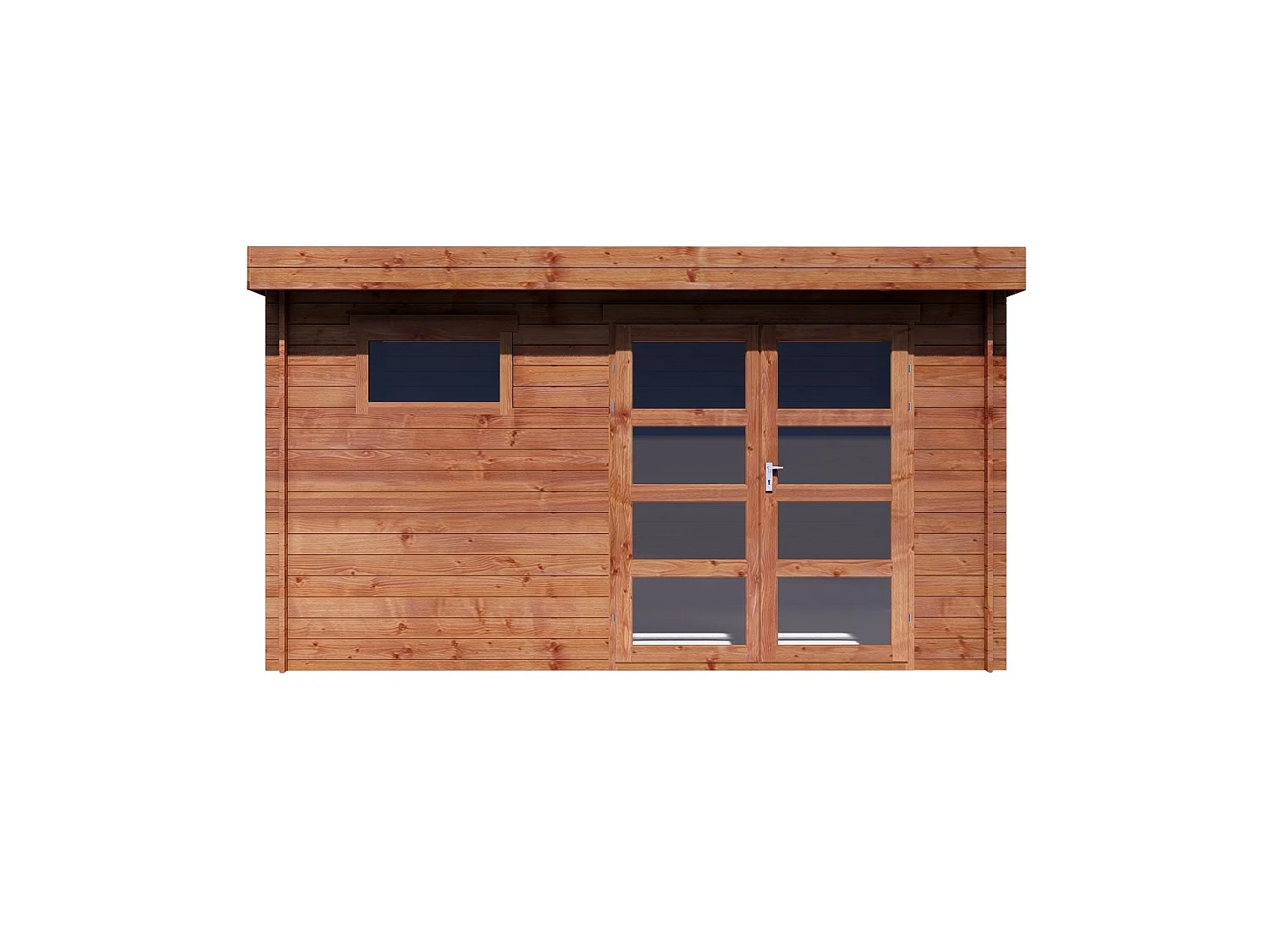 Abri de jardin en bois traité par autoclave avec toit plat - 16.47 m² - épaisseur 28 mm - CORALIO