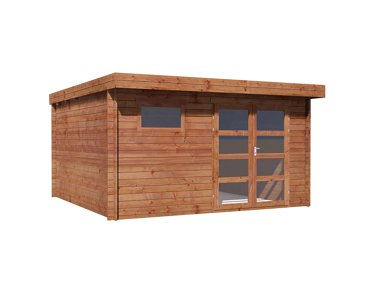 Abri de jardin en bois traité par autoclave avec toit plat - 16.47 m² - épaisseur 28 mm - CORALIO