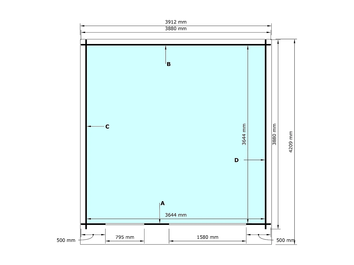 Abri de jardin en bois traité par autoclave avec toit plat - 16.47 m² - épaisseur 28 mm - CORALIO
