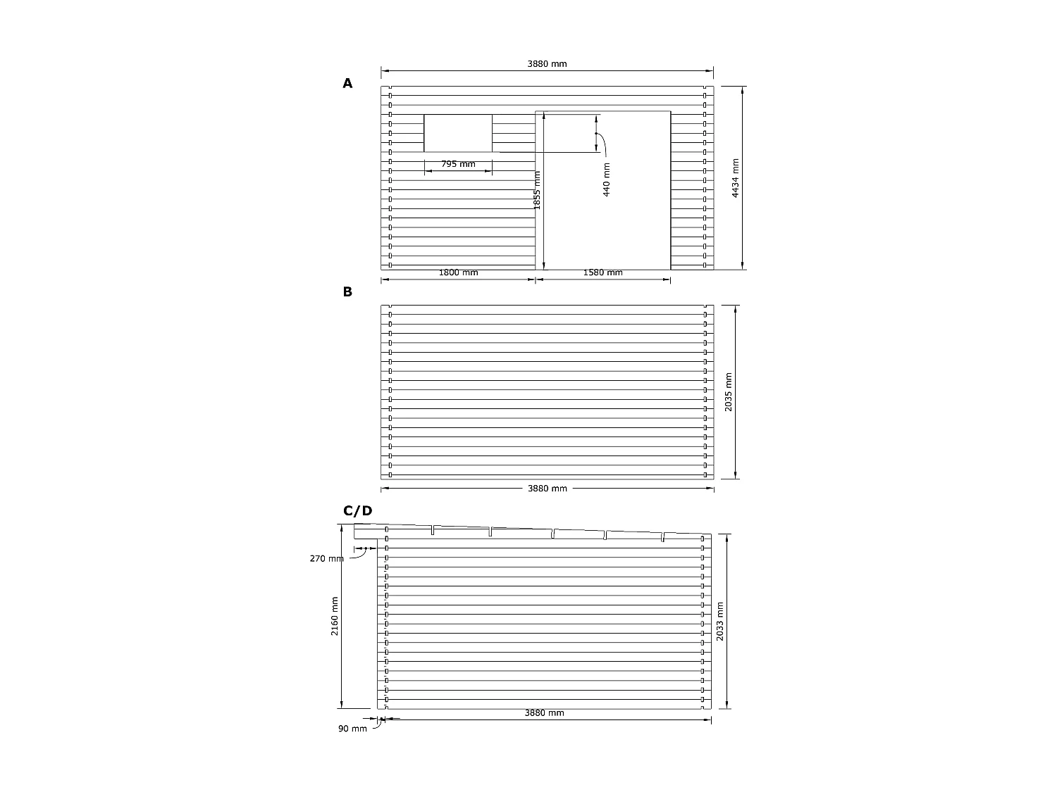 Abri de jardin en bois traité par autoclave avec toit plat - 16.47 m² - épaisseur 28 mm - CORALIO