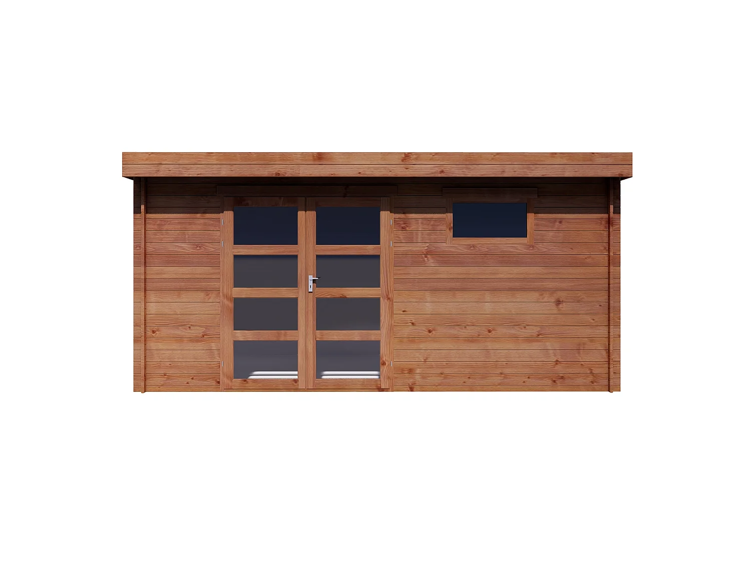Abri de jardin en bois traité par autoclave avec toit plat - 19.61 m² - épaisseur 28 mm - CORALIO