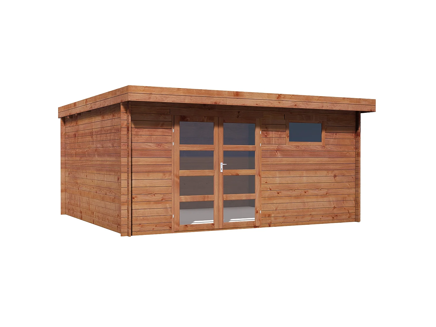Abri de jardin en bois traité par autoclave avec toit plat - 19.61 m² - épaisseur 28 mm - CORALIO
