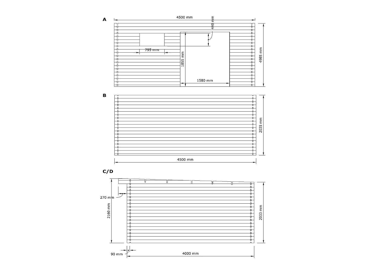 Abri de jardin en bois traité par autoclave avec toit plat - 19.61 m² - épaisseur 28 mm - CORALIO