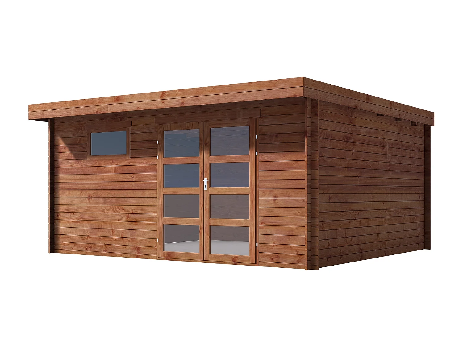 Treated Timber Garden Shed with Flat Roof - 19.61 m² - 28 mm Thickness - CORALIO
