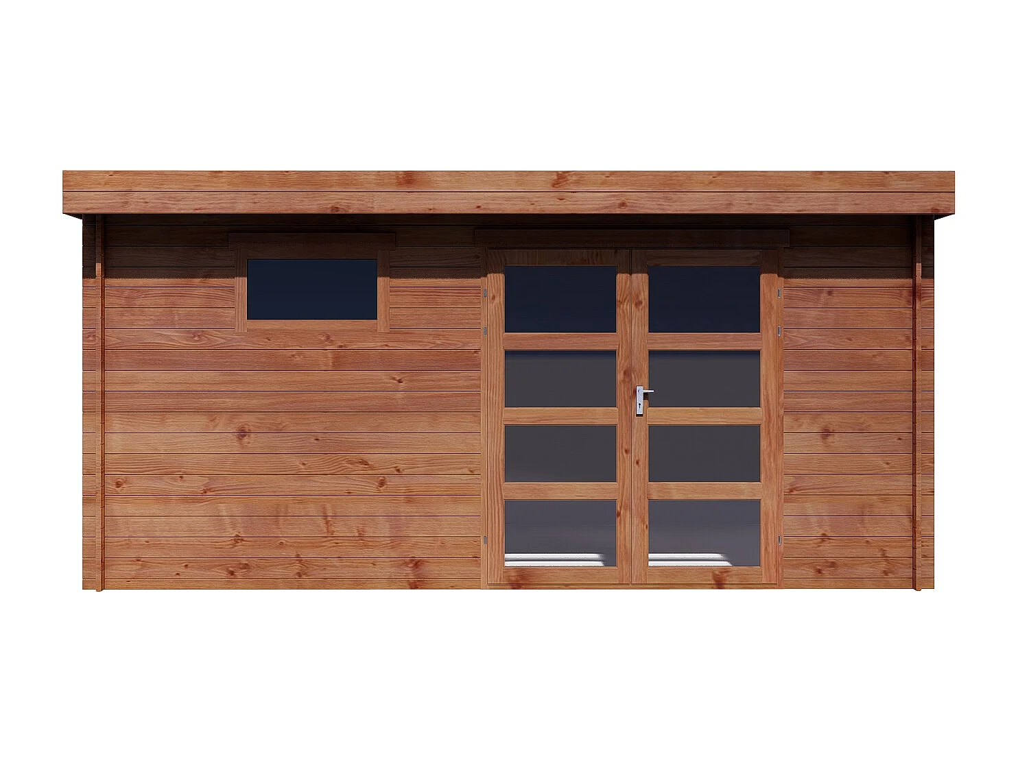 Treated Timber Garden Shed with Flat Roof - 19.61 m² - 28 mm Thickness - CORALIO