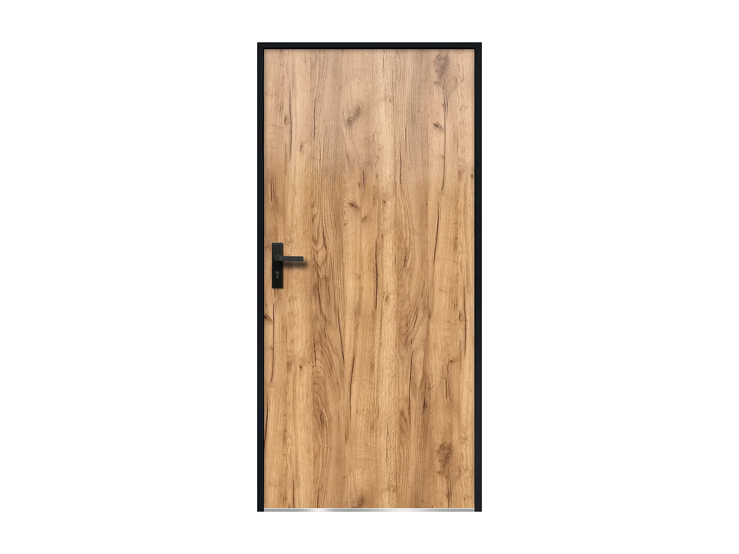 Porte d'entrée en acier pleine H207 x L100 cm effet chêne - épaisseur 68 mm - poussant droit - AGUEDA