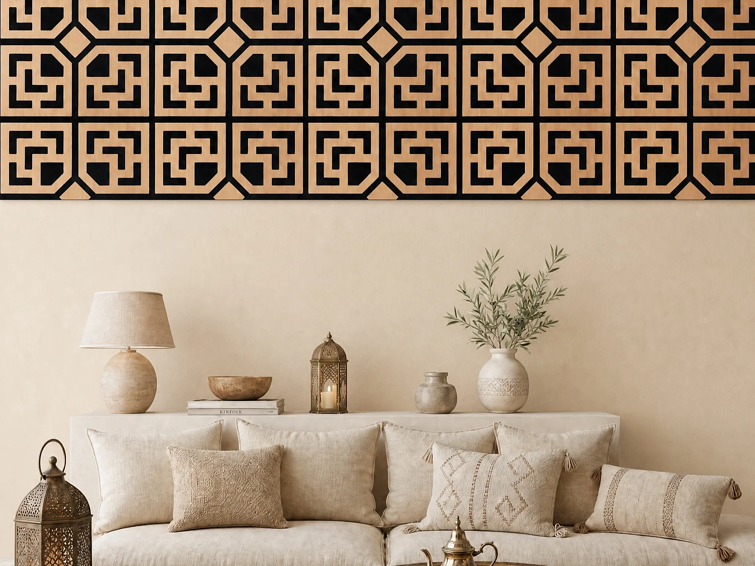 Panneau mural acoustique - Finition bois naturel clair - Pack de 1,49 m² - Lot de 4 pièces - KAMIA