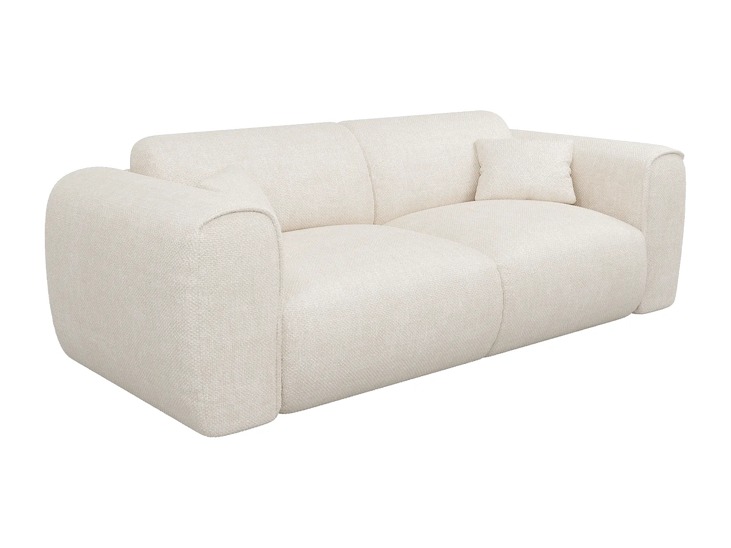 Canapé 3 places convertible express en tissu texturé beige - Couchage 140 cm - Matelas 20 cm mémoire de forme POGNIA