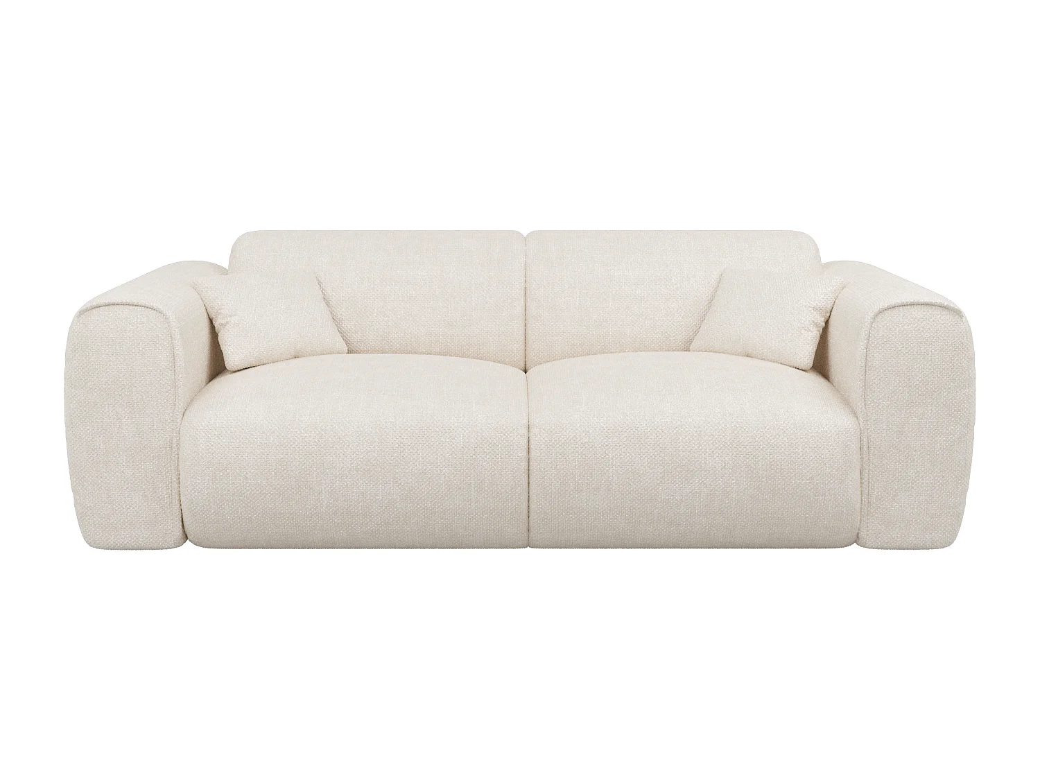Canapé 3 places convertible express en tissu texturé beige - Couchage 140 cm - Matelas 20 cm mémoire de forme POGNIA
