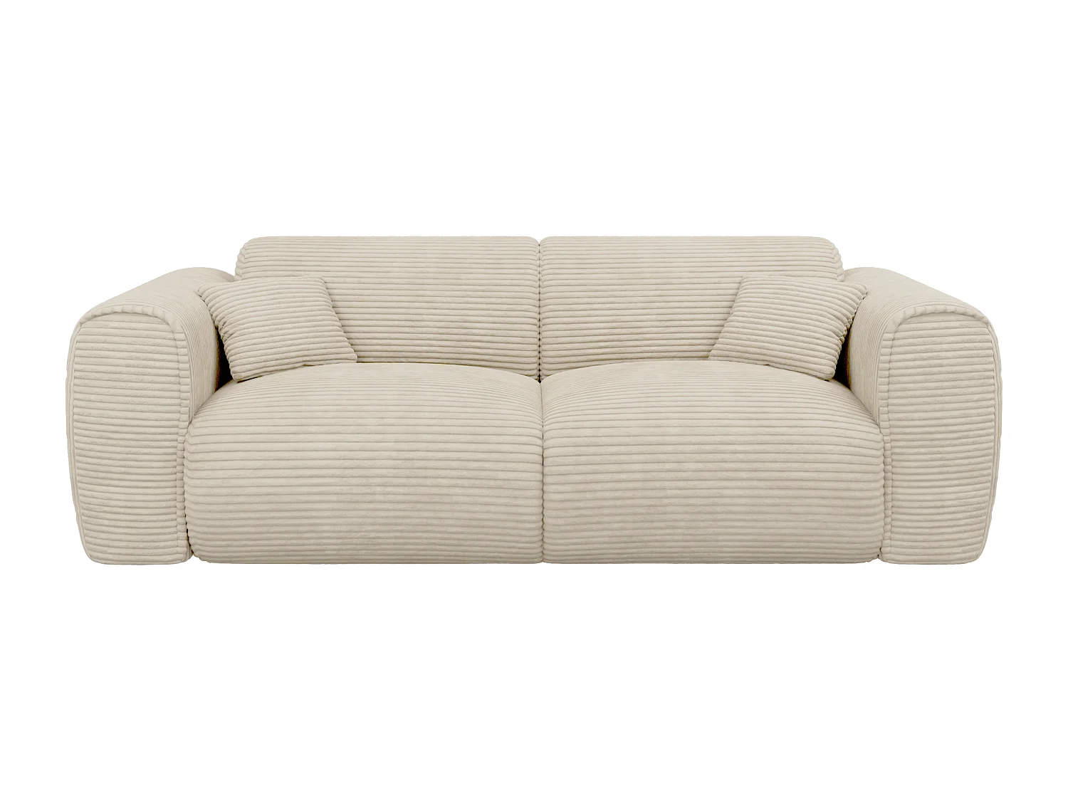 Canapé 3 places convertible express en velours côtelé beige - Couchage 140 cm - Matelas 20 cm mémoire de forme POGNIA