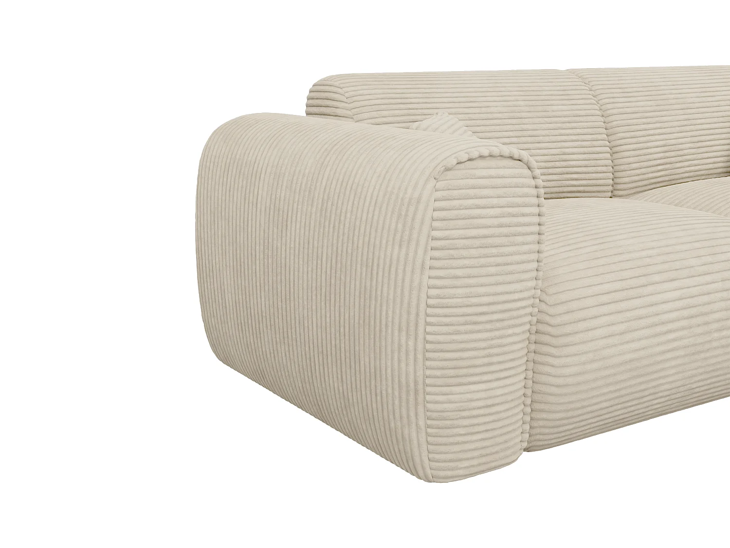 Canapé 3 places convertible express en velours côtelé beige - Couchage 140 cm - Matelas 20 cm mémoire de forme POGNIA
